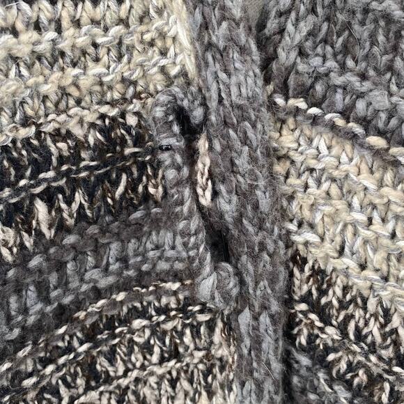 J Jill Open Front Cardigan Sweater Stripe Front Pin Close Stretchy Grey Womens L - Picture 2 of 9